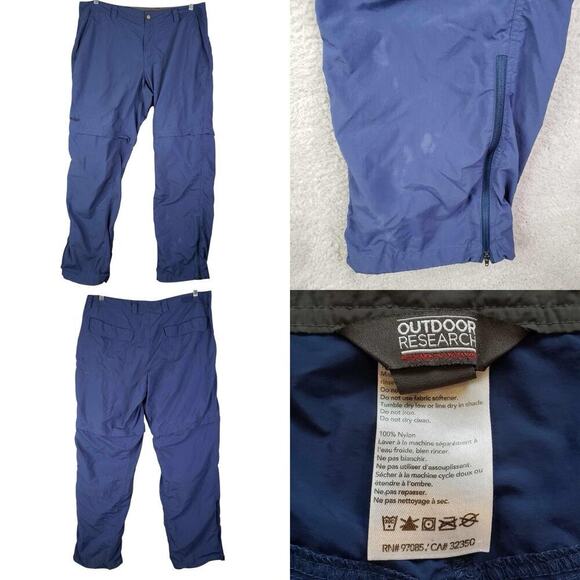 Outdoor Research Pants Mens Size 38 Navy Blue Nylon Straight Leg Flat Front - Picture 1 of 12